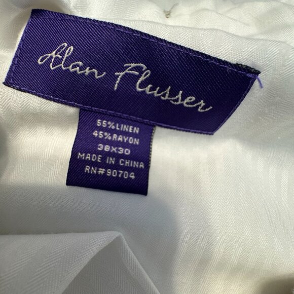 Alan Flusser Mens White Linen Blend Pants 38X30 Coastal Old Money‎ Quiet Luxury - Picture 3 of 6